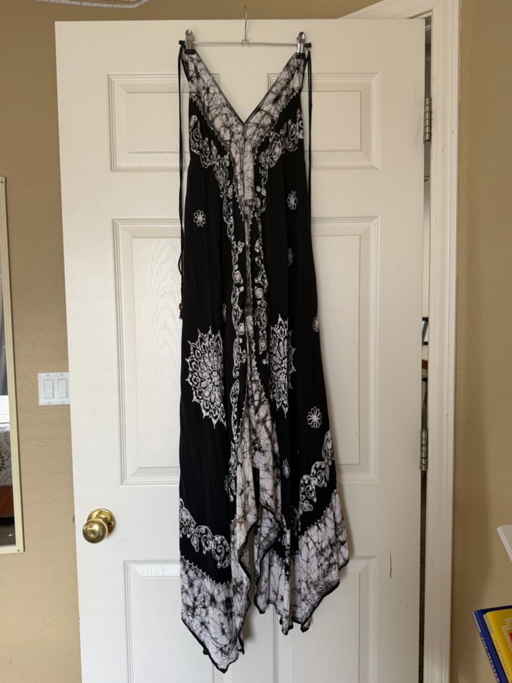 Boho Tribal Print Halter Midi Dress – Asymmetrical Hem
